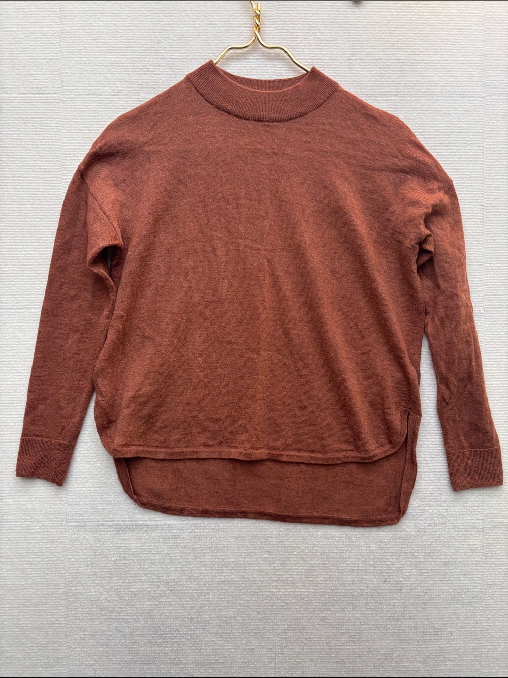 Madewell XS merino wool Women's Rust Brown Mock-Neck Sweater